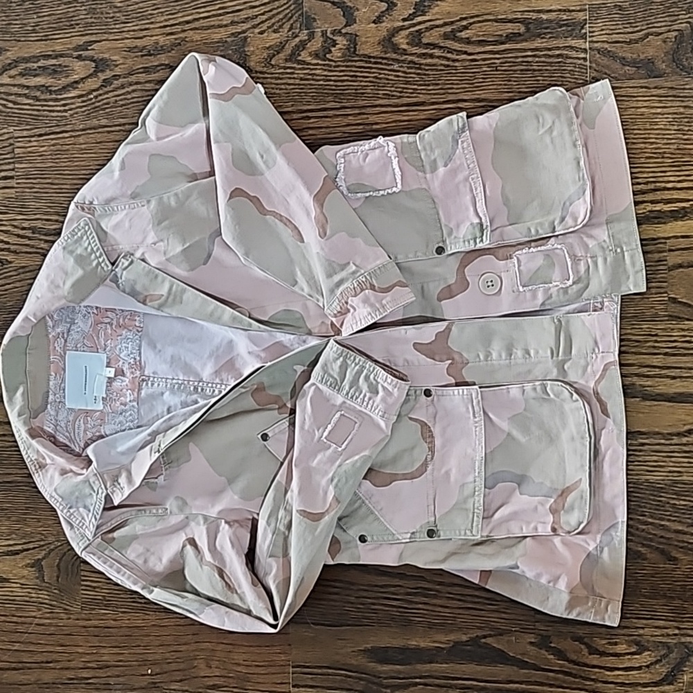 Anthropologie Pink Camo jacket Xs